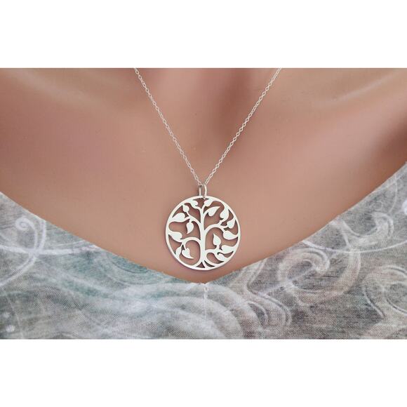 Sterling Silver Openwork Tree of Life Charm Necklace - Picture 3 of 6